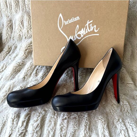 Louboutin Bruges 120 Black Leather Pumps Size 38.5 (US 8.5) - Picture 5 of 8